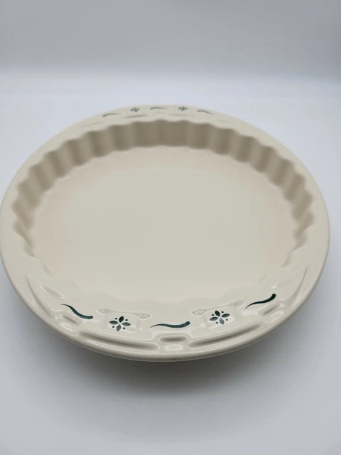 Longaberger Pottery ~ Woven Traditions  Heirloom Ivory 1 Qt 9" Quiche Dish USA