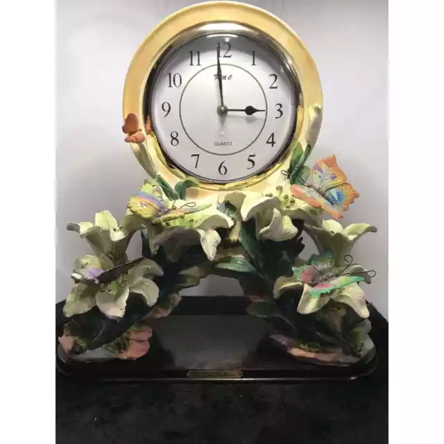 MANTEL OR TABLE Clock KMC Quartz La Cardi Collection Butterflies ...