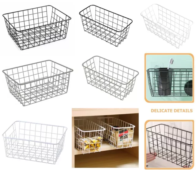 Wire Storage Freezer Baskets, Set of 2 Large 15.2 Farmhouse Organizer  Storage B