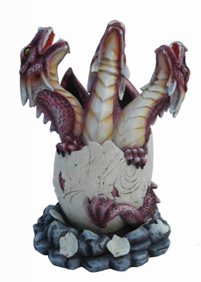 Large Three Headed Dragon Hatchlings Fantasy Sculpture Mythical Statue Ornament