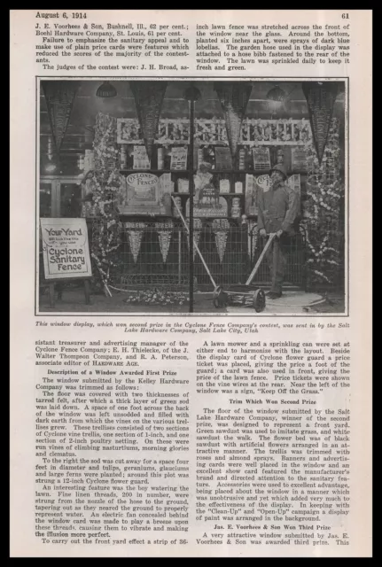 1914 Salt Lake Hardware Photo Utah Cyclone Fence Window Display Article Print Ad