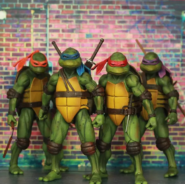 NECA TMNT Teenage Mutant Ninja Turtles 1990 Movie 7" 4Action Figure Movable Toys