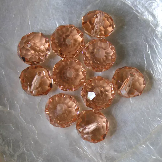10 CITROUILLES  -  Cristal de Bohême  -  8 X 10 MM  -  LIGHT PEACH