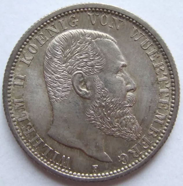 Coin Empire 2 Mark Wilhelm II King From Württemberg 1896 F IN