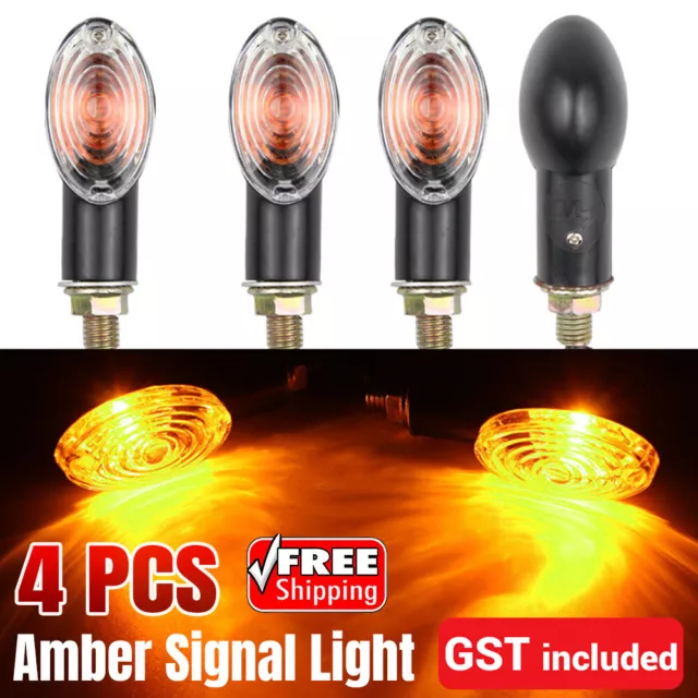 4X Motorcycle Indicators Bike LED Blinkers Turn Signal Light Amber Universal