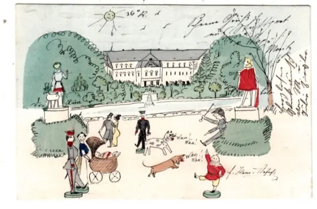 AK Stuttgart, Schlossplatz, handcoloriert, 1903 rrr