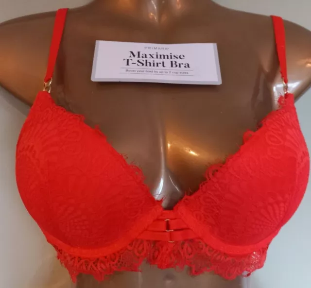 PRIMARK 2 SIZES bigger boost Bra maximise Push Up THICK Padded bombshell  Red 601 £15.99 - PicClick UK