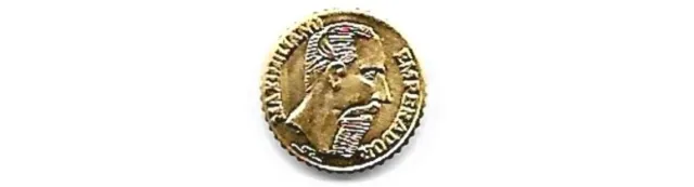 World Coin 1865 Maximiliano Imperio Peso Mexican Empire Mini 0.5g 14K Gold Coin