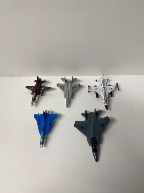 Lot Of 5 Die Cast Military Airplanes, F-16, F-15, F-20
