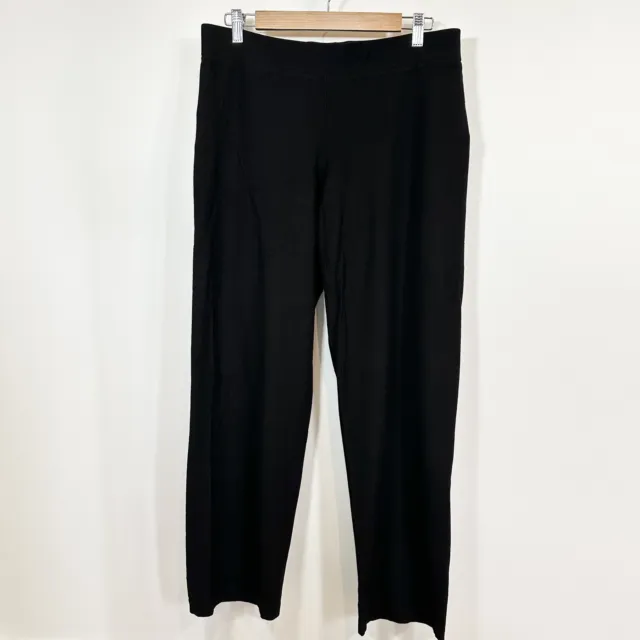 Eileen Fisher Medium Black Pant Viscose Stretch Crepe Straight Pull On
