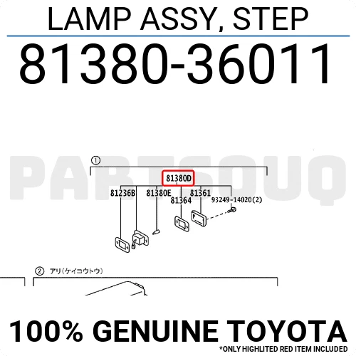 8138036011 Genuine Toyota LAMP ASSY, STEP 81380-36011 OEM