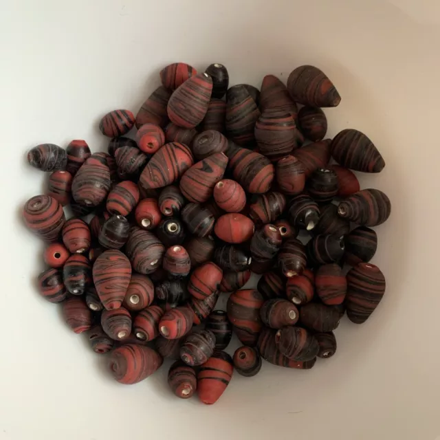 Joblot Of Assorted Clay  Hand Painted Shaped  Beads