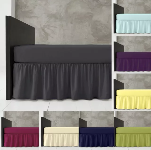 Frilled Base Valance Sheet Polycotton Plain Platform Or Pillow Case All Sizes