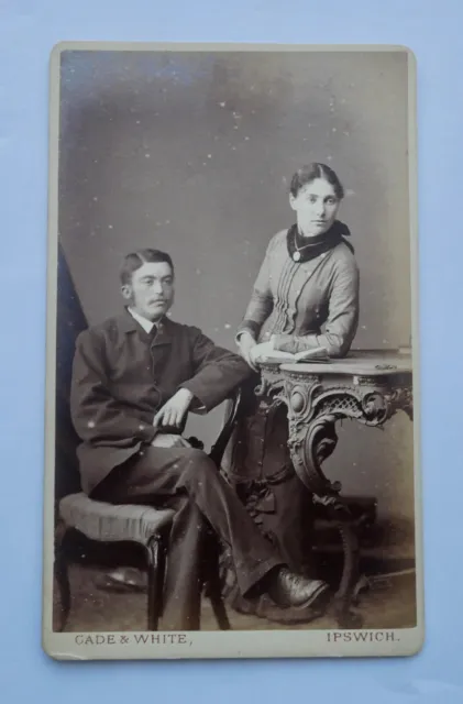 Cdv Of A Young Victorian Couple, Photograph By Cade & White Of Ipswich