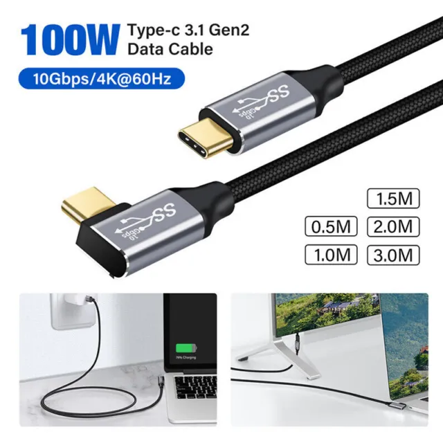 90° Pd 100W USB C Zu Typ C USB3.1 5A Schnell Ladekabel für Samsung Nylonschnur %