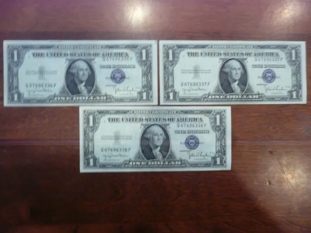 Series of 3- 1935 D $1.00 Consecutive # Silver Certificates UNC $35