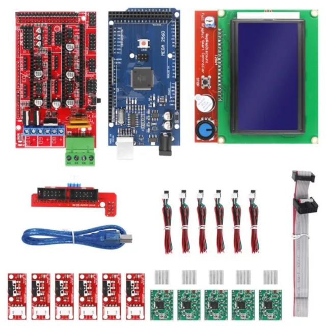 RAMPS 1.4 Controller+Boa+RAMPS LCD+Limit Switch+Stepper Motor Dri+Heaink+Cable 3