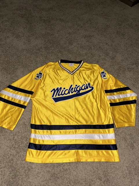 VTG K1 Sportswear Michigan Wolverines Hockey Jersey Men’s Size Large Yellow Sewn