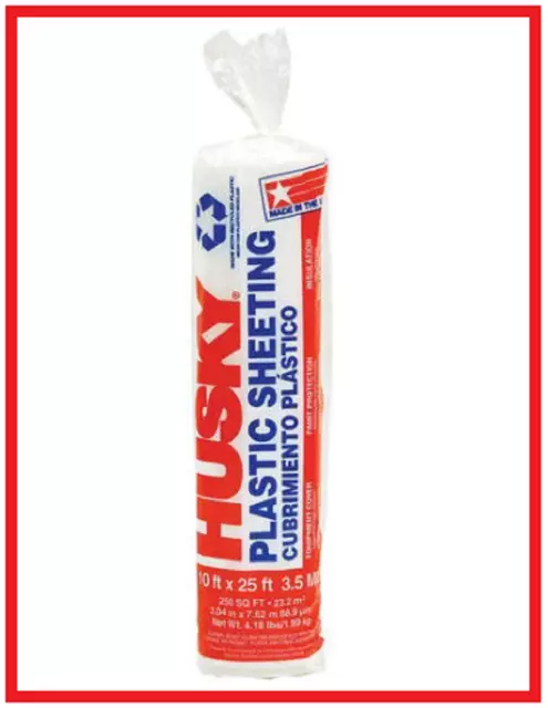 Husky 3.5 Mil Clear Polyethylene Sheeting, 10 foot by 25 foot*
