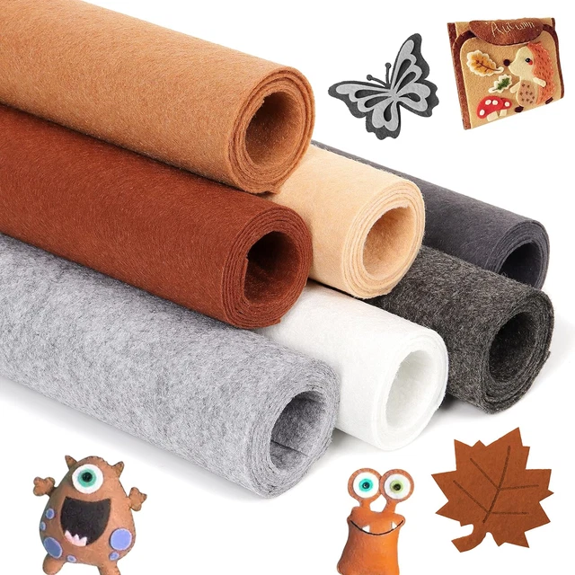 Paquete de hojas de tela de fieltro ZAIONE: 7 rollos rígidos 21 cm x 90 cm surtidos colores artesanales