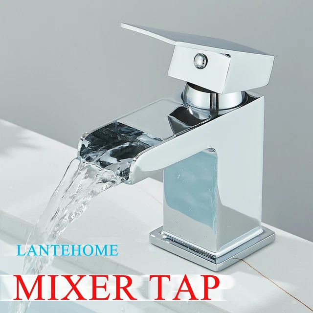 Modern Waterfall Taps Dual Handle Basin Faucet Chrome Basin Sink Mono Mixer Tap