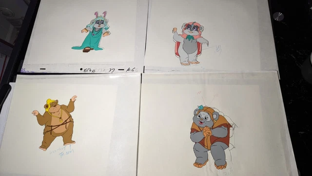 EWOKS animation cels BACKGROUND production art  Vtg Star Wars Toys Figures I12