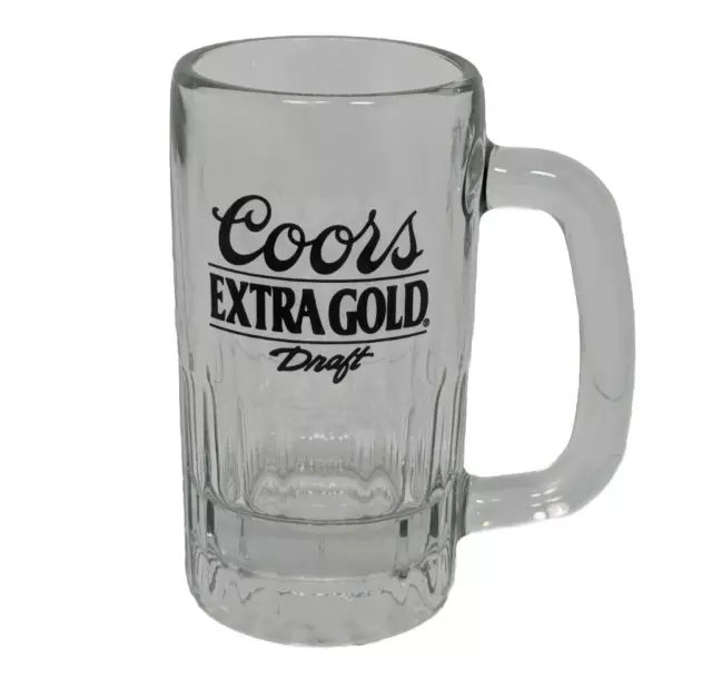Coors Extra Gold Draft Glass Beer Mug 10oz Heavyweight Bar Man Cave Vtg RARE
