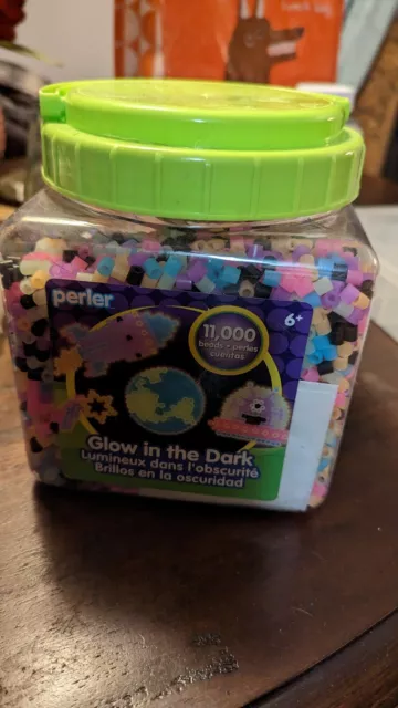 Cubo de actividad de cuentas de fusible Perler Fun Fusion, brilla en la oscuridad