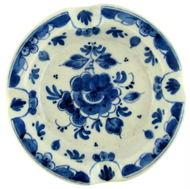 Vintage Delfts BL Holland Ashtray Hand Painted Blue Signed Porcelain Ash Tray 4"