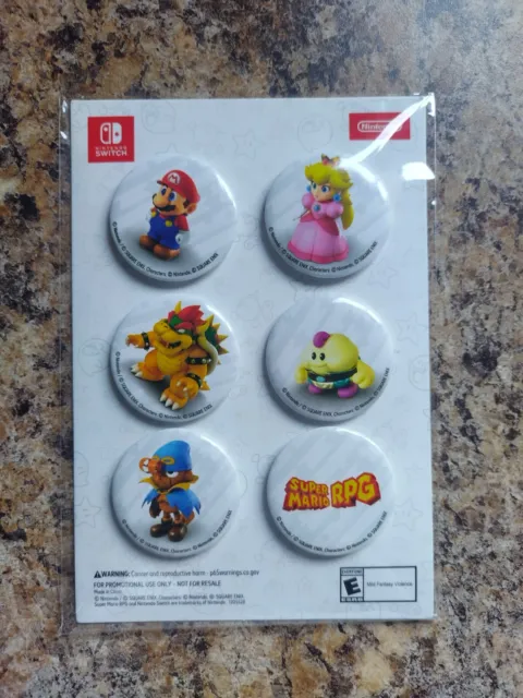 Super Mario RPG - 6 Button Pins Set Gamestop Exclusive Pre Order Bonus