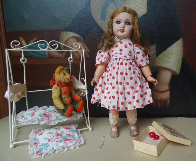 Robe Pour Poupée Ancienne 29 Cm – Bleuette Smocks, Tenue Rétro