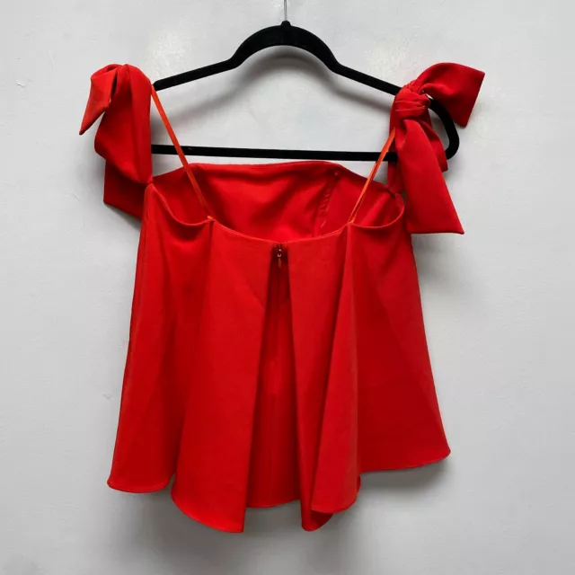 Milly Tomato Red Solid Off The Shoulder Cap Sleeve Back Zip Jade Top 0 $285 New 3