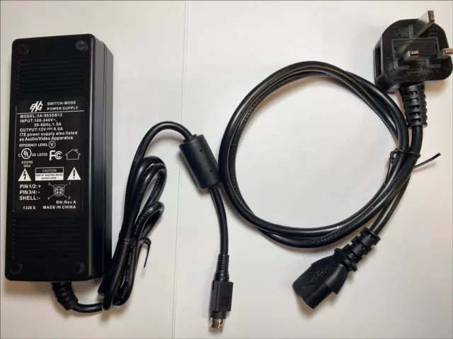 12V 5A 63W 4 Pin Din Plug AC Power Adaptor Power Supply RT-565 PW-062A1-1Y12A