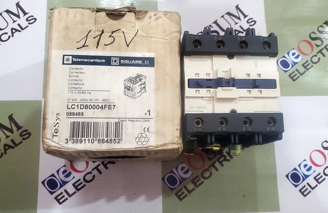 CONTACTEUR TÉLÉMECANIQUE LC1D80004FE7 80Amp 4Pôles Tension 110Vac
