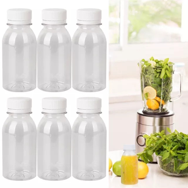 6/12/24pcs 4oz Clear Plastic Juice Bottles with Caps Mini Shot Containers Milk