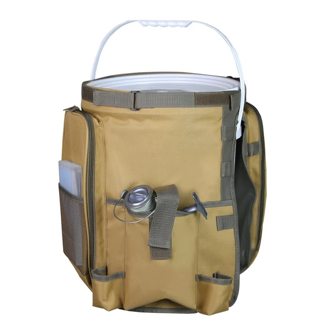 Bolsa de equipo de pesca bolsa de almacenamiento 210D alimento gancho lino varios compartimentos