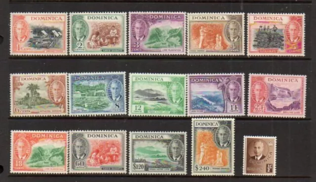 Postage Stamps British Commonwealth 1951 Dominica Definitives Set (15v) SG120/34