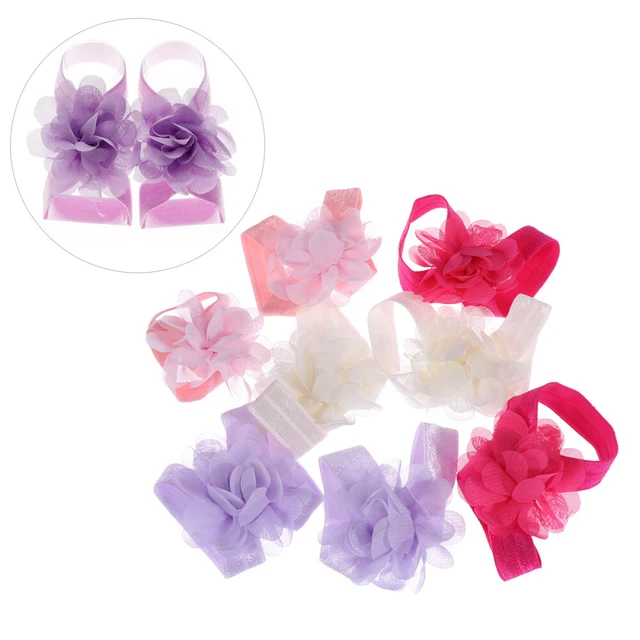 4 Pairs Kleine Chiffon-Fußband Fußbänder Für Säuglingsfotografie