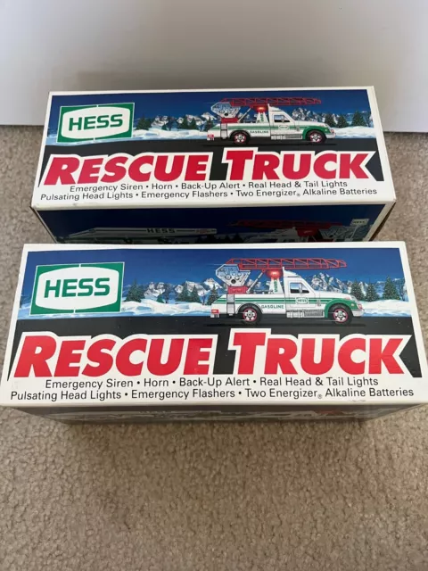 Vintage 1994 Toy Hess Fire Rescue Truck with Ladder in original box Lot of (2)