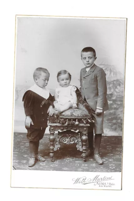 Z1- Kabinettfoto *3 kleine Kinder* Geschwister Auma i. Thür 1900