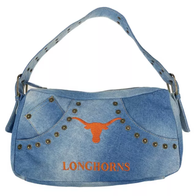 TX Longhorns Jean Shoulder Bag Denim Purse Studded Austin Texas