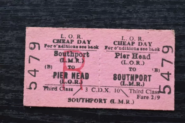Liverpool Overhead Railway Ticket LOR PIER HEAD to SOUTHPORT No 5479
