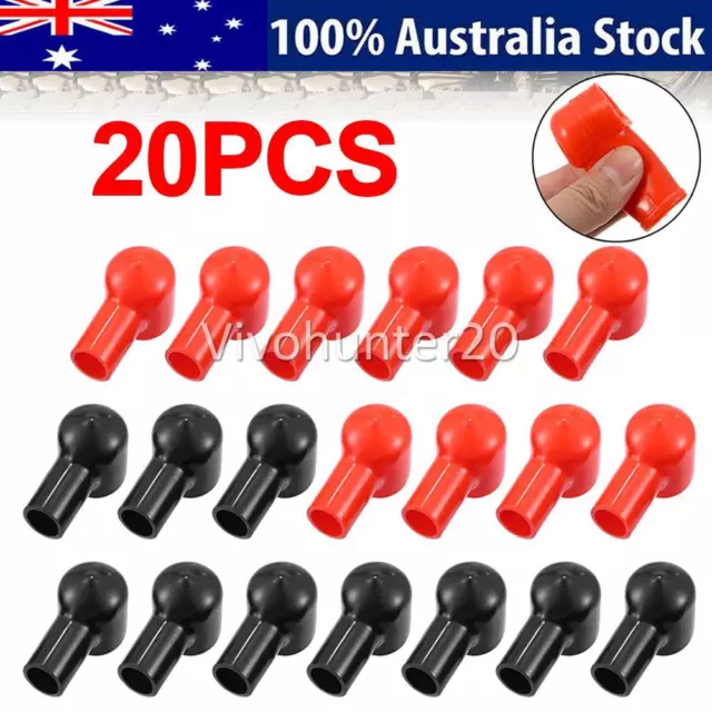 20PCS Battery Terminal Insulating Rubber Protector Covers 14mmx10mm Red+Black OZ