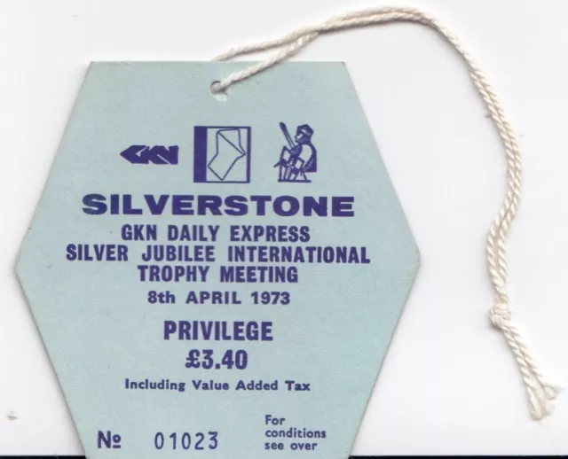 1973 Silverstone Brdc International Trophy F1 F5000 Original Pass Entry Ticket