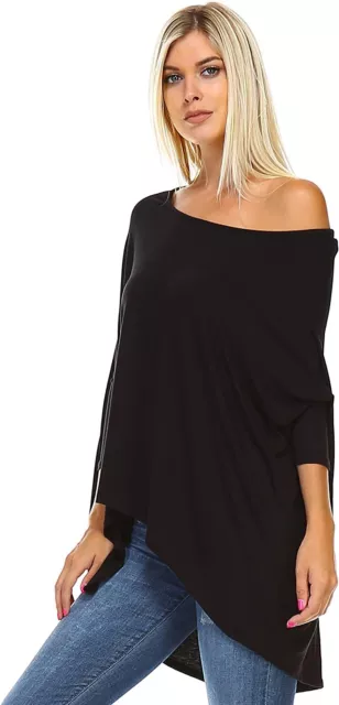 Isaac Liev Women's Tunic Top – Casual 3/4 Batwing Dolman Sleeve Off Shoulder Bag 2