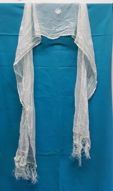 Alter antiker langer Schal Tuch Tüll Spitze Stola Vintage 27 x 180 cm Schleier Alter antiker langer Schal Tuch Tüll Spitze Stola Vintage 27 x 180 cm Schleier