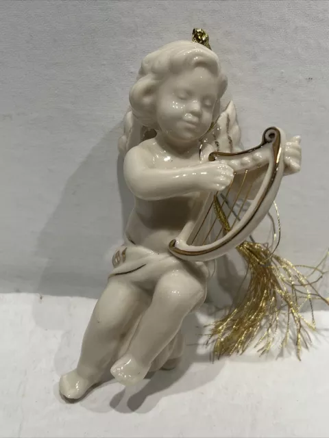 Vintage Lenox 2001 Annual Cherub Christmas Ornament In Box & Form 24K  Trim Nice