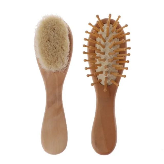 Baby Natural Boys Girls Soft Wool Hair Brush for Head Comb Infant Hair
