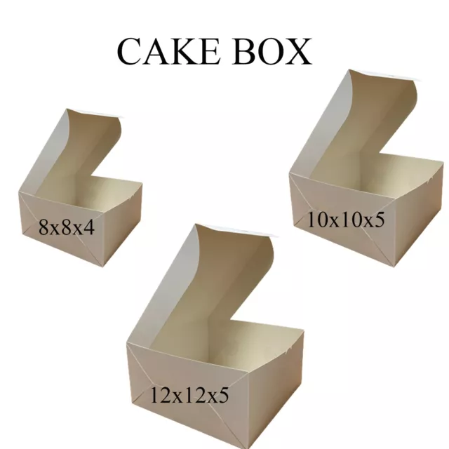 White Folding Cardboard Cake Box / Cupcake Boxes /Wedding / Birthday - ALL SIZES