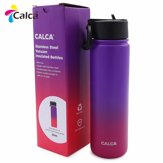 22oz Wide Mouth Lid SS Water Bottle with Double Wall Vacuum Insulated Travel Cup